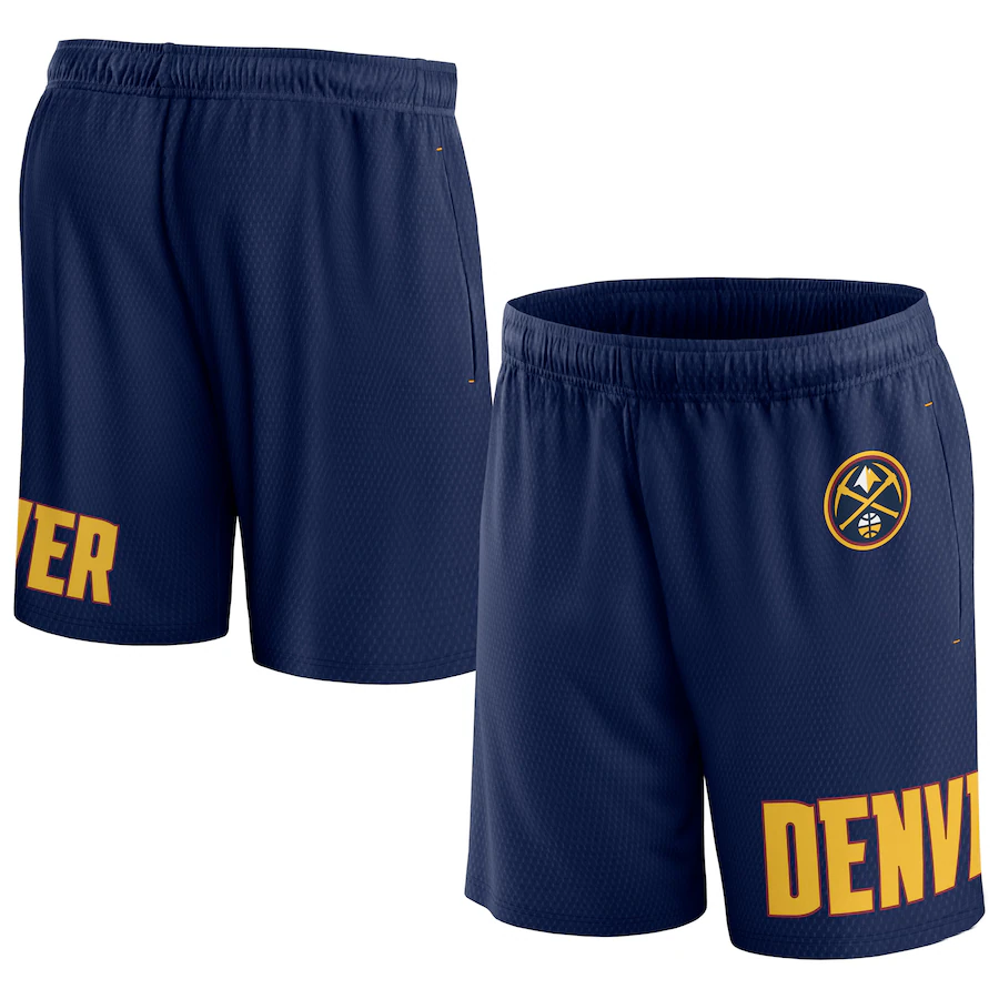 Men's Denver Nuggets Navy Free Throw Mesh Shorts